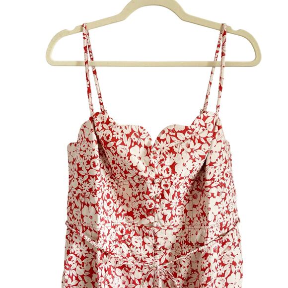 Anthropologie Slim Scalloped Midi Corset Dress 16 Red NWT - Picture 3 of 8